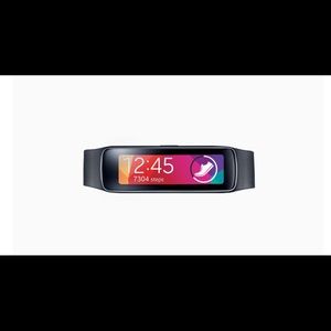 Samsung Gear Fit Smart Watch and charger in black